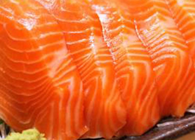 ariake, salmon sashimi