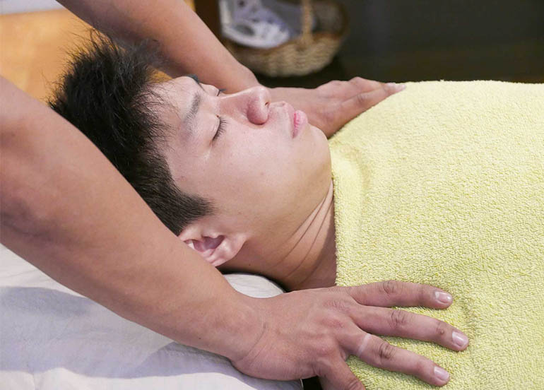 boy taking massage