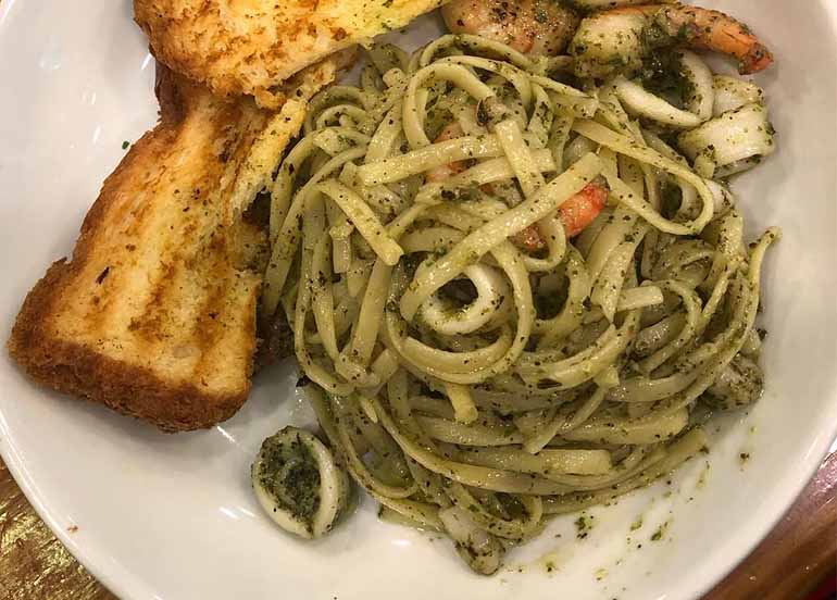 Seafood Linguini in Pesto Sauce from Conti's