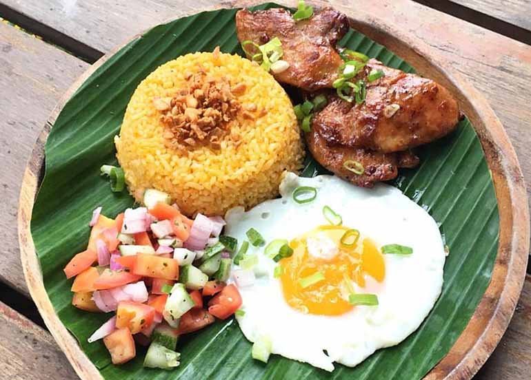 Chicken Tocino, Fried Egg, and Harana Rice from Harana Surf Resort