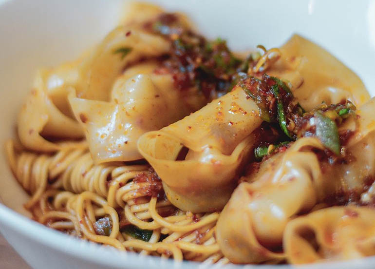 Chewy Noodles with Shrimp and Pork Wontons