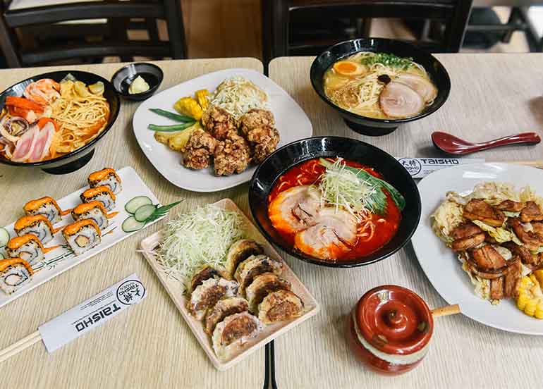 Ramen, Gyoza Karaage, Maki Roll from Taisho Ramen