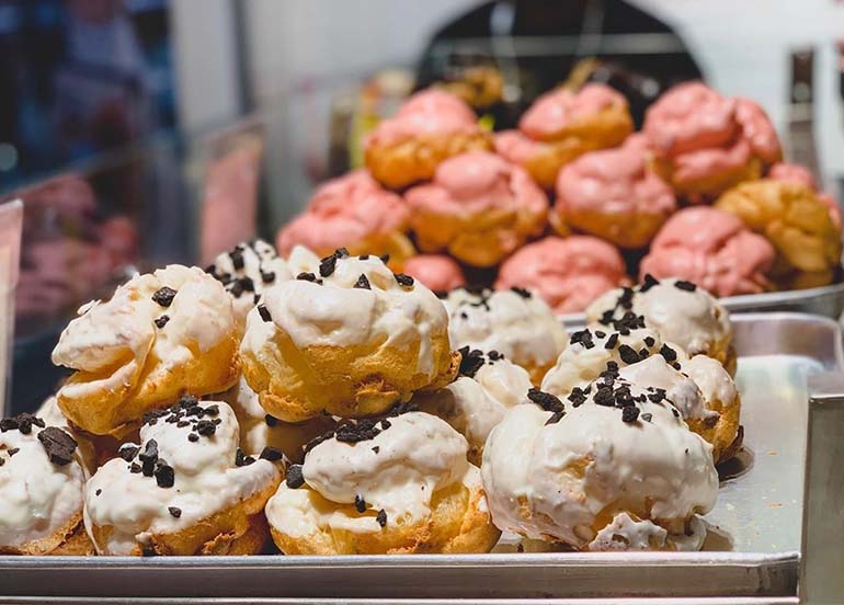 Strawberry and Cookies and Cream Cream Puffs from Beard Papas