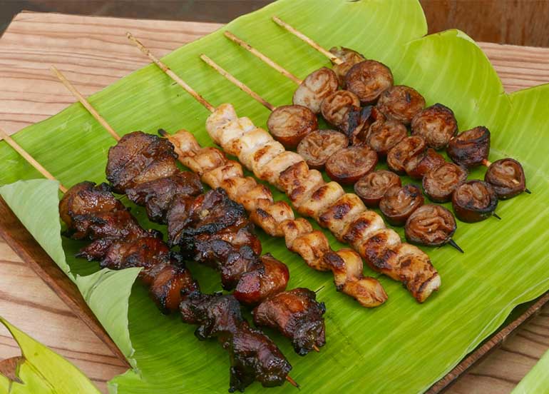 Grilled Pork BBQ, Busog na Pusit, and Pork Isaw from Smokes Tatay's BBQ