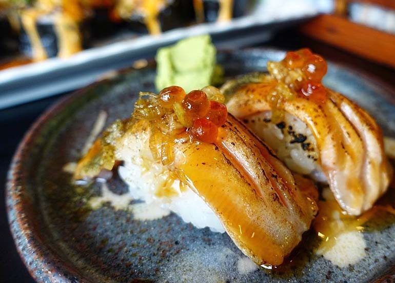 Blow Torched Salmon Belly Sushi from Sensei Sushi Bar