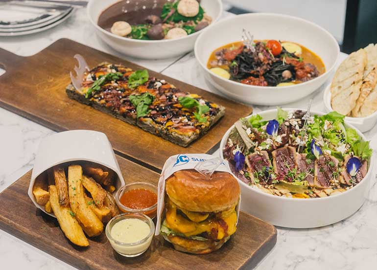 Burger, Salad, Pizza, Soup from DC Superheroes Cafe
