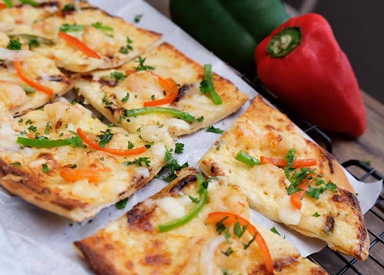 Garlic Shrimp Flatbread from Spoon eat + drink