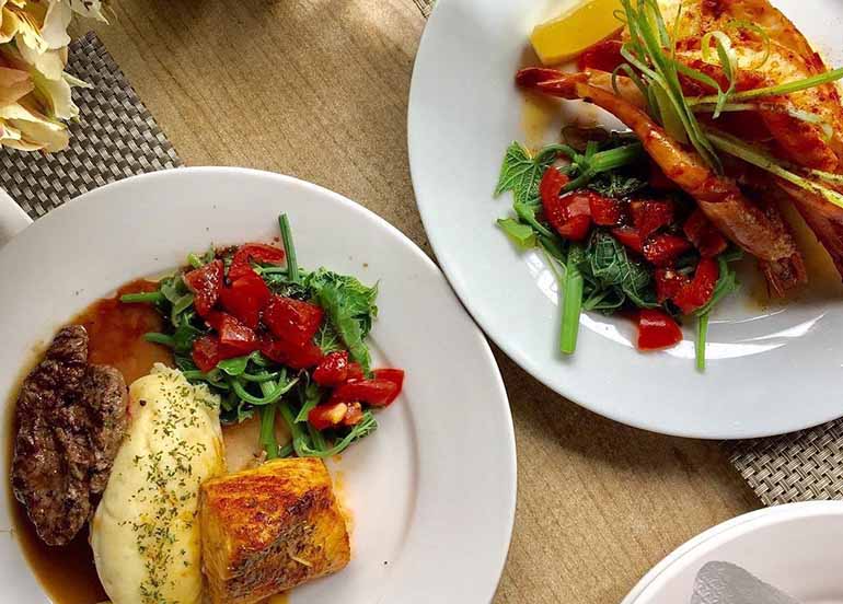 Prawns Peri-Peri and Steak and Salmon by Hill Station Baguio