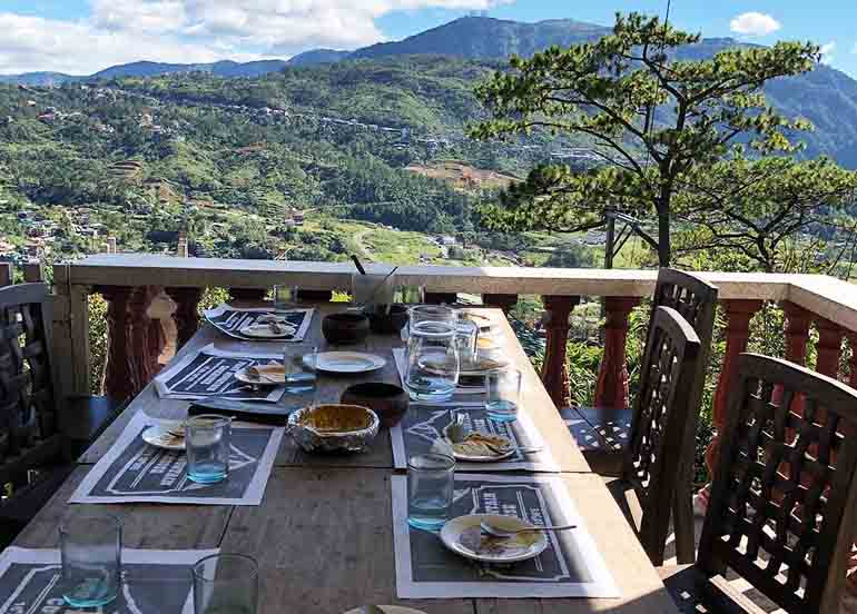 Foggy Mountain Cookhouse Dining Area and View of Baguio