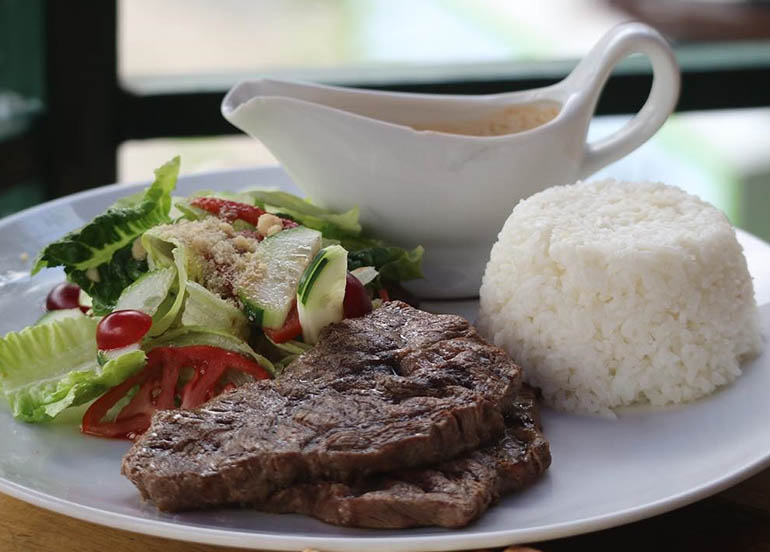 Steak, Veggies, Gravy, and Rice from Secret Garden Resto & Cafe Co.