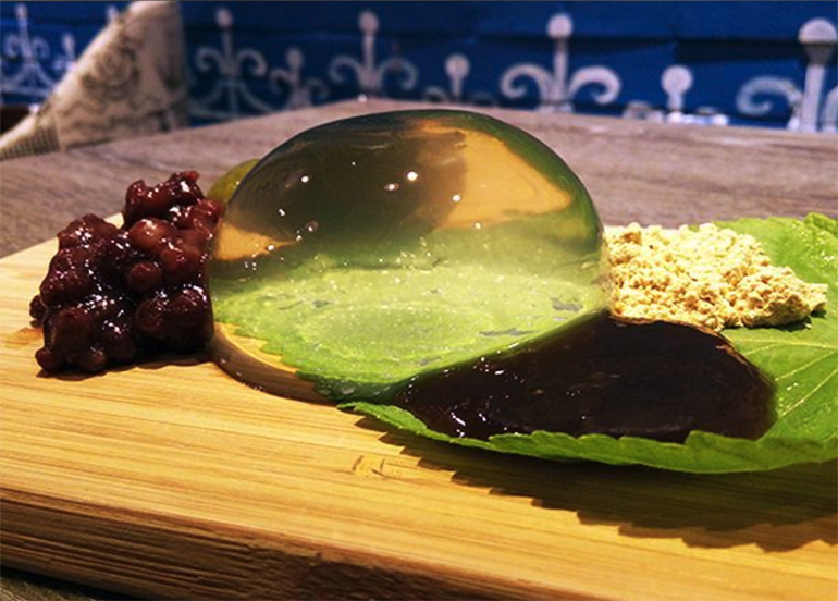 nippon warabi dessert with red bean paste