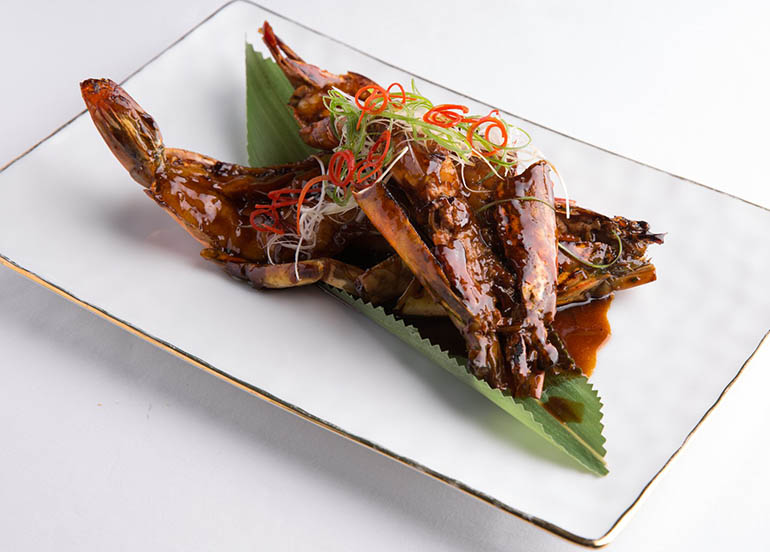 Wok-fried King Prawns with Supreme Soy Sauce Reduction from Crystal Dragon