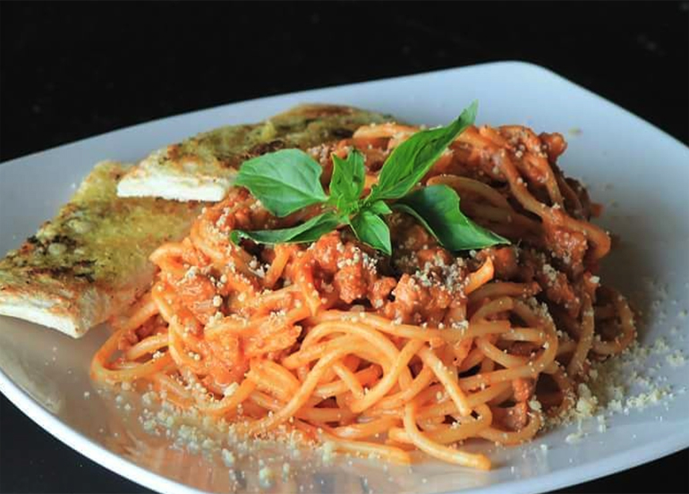 Filipino spaghetti from Cafe Lupe