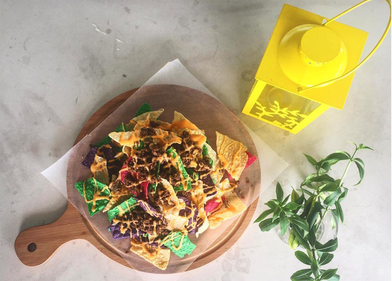 Colored Nachos from Yellow Lantern Cafe