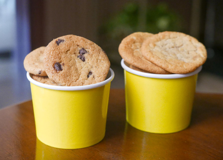 Chocolate Chip Cookies and Peanut Butter Cookies from Cookies by the Bucket