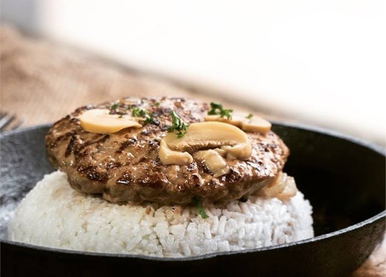 sizzling-burger-steak from Cafe Dominique