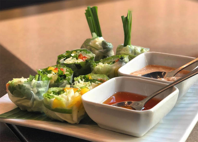 People's Palace Spring Rolls with sauce on the side