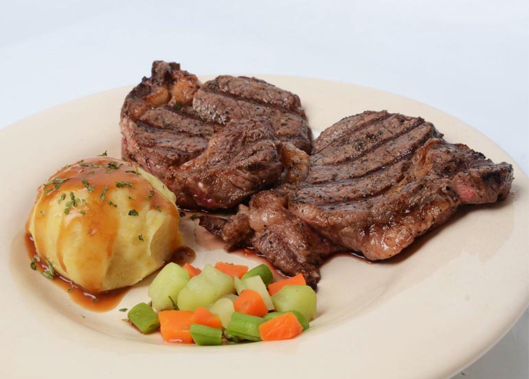 Tenderloin Steak with Mashed Potatoes and Vegetables from Brickfire