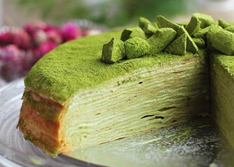 Matcha Mille Crepe Cake from La Creperie