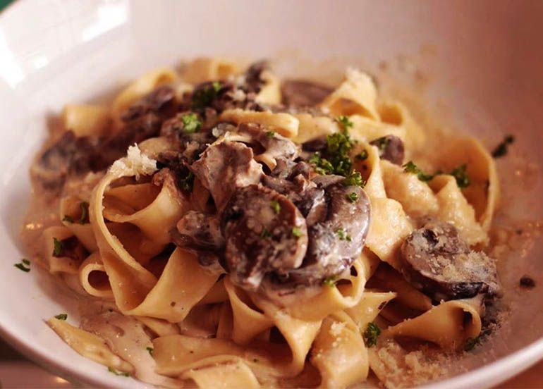 Taglietelle Fresh Pasta with Mushrooms and Truffle Oil from Va Bene Pasta Deli