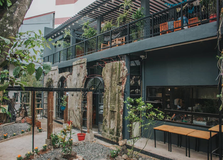 cafe by the ruins facade