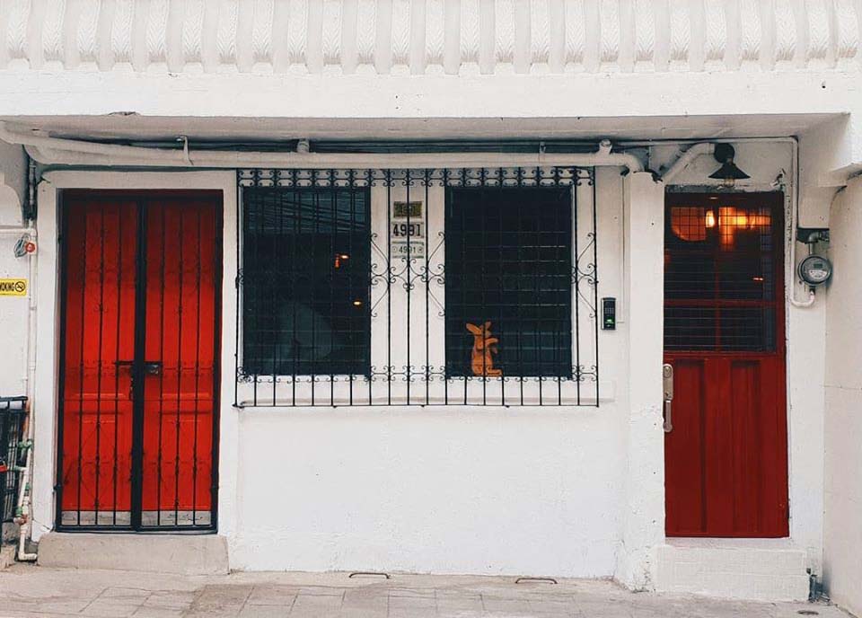 two-red-bright-doors-entrance