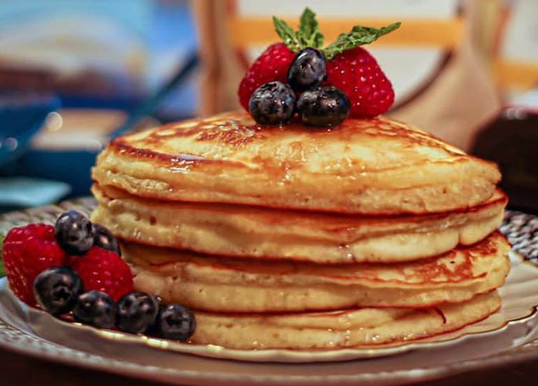 Blueberry and Strawberry Pancakes from Rustic Mornings by Isabelo