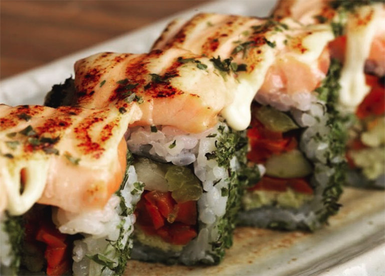 Salmon Aburi Philly Roll from Hamaru