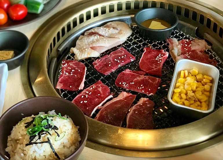 Grilling Meat, Corn, Chicken, and Rice from Shaburi and Kintan