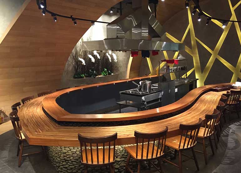 Ramen Bar and Interiors of Mendokoro Ramenba