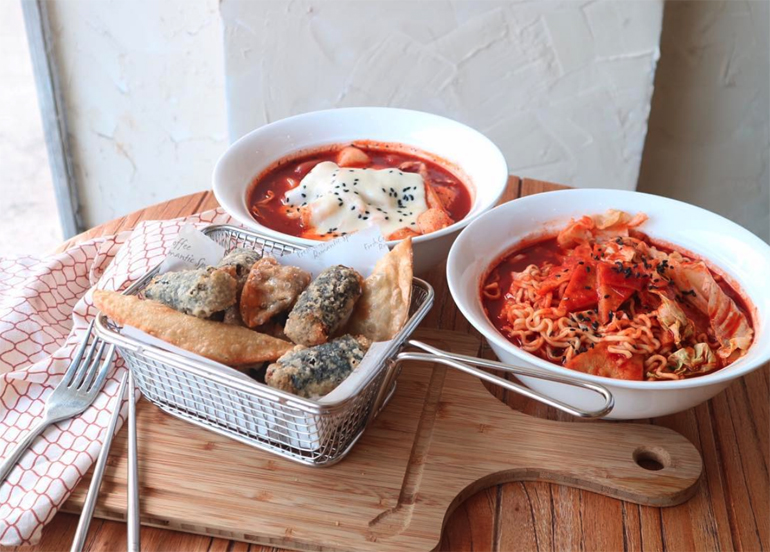 Cafe SeolHwa's assortment of Korean dishes
