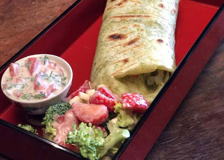 Burrito and Coleslaw from Maeve Cafe