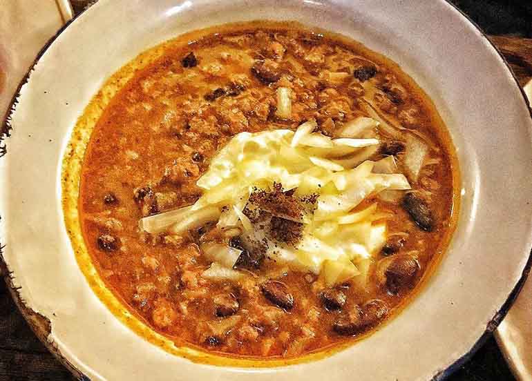 Chili Con Carne with Goat Fromage from Fred's Revolucion