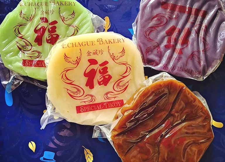 White, Brown, Ube, and Pandan Tikoy from Echague Bakery