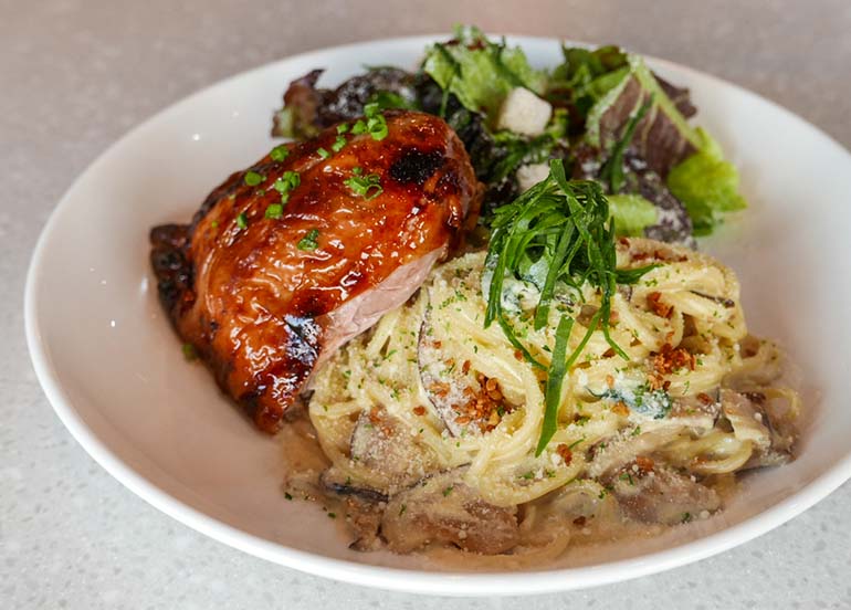 Perfect Plate with Chicken, Carbonara and a Salad from Brown's Gourmet