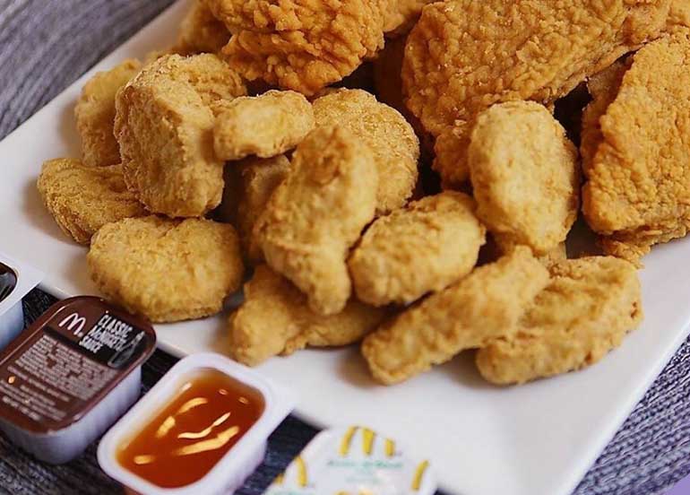 Chicken Mcuggets and McChicken from McDonald's