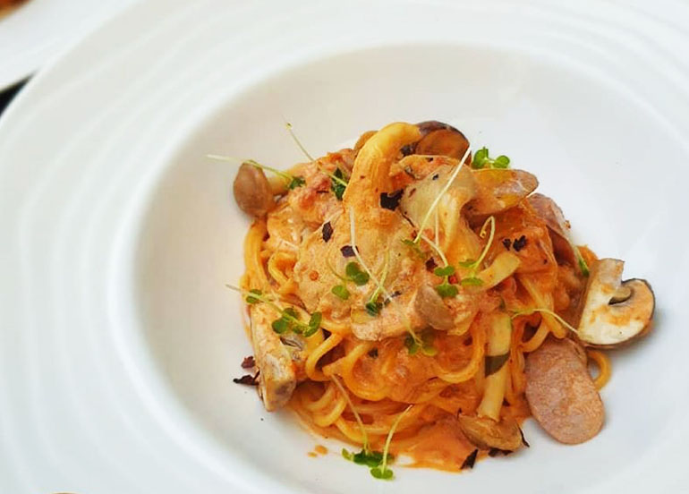 Spicy Smoked Sausage Pasta from Caviar Restaurant