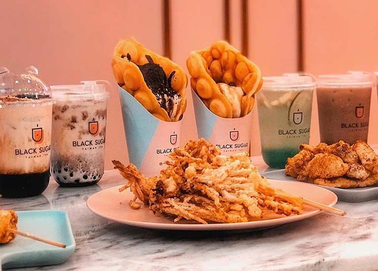 Hong Kong Bubble Waffles, Light Meals, and Milk Tea from Black Sugar