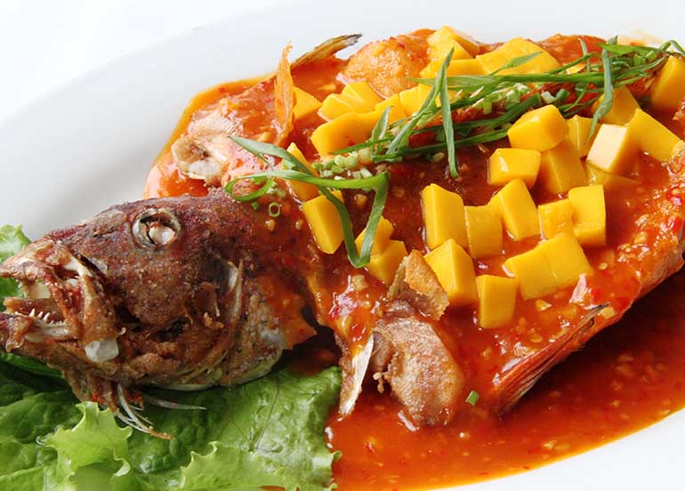 Deep Fried Lapu Lapu with Chili Mango Sauce