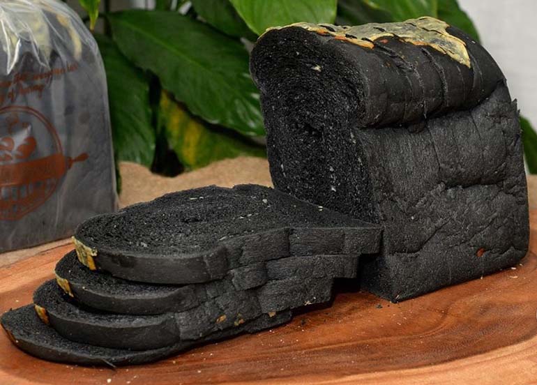 Charcoal Cheesy Almond Slice from Hearty Bread